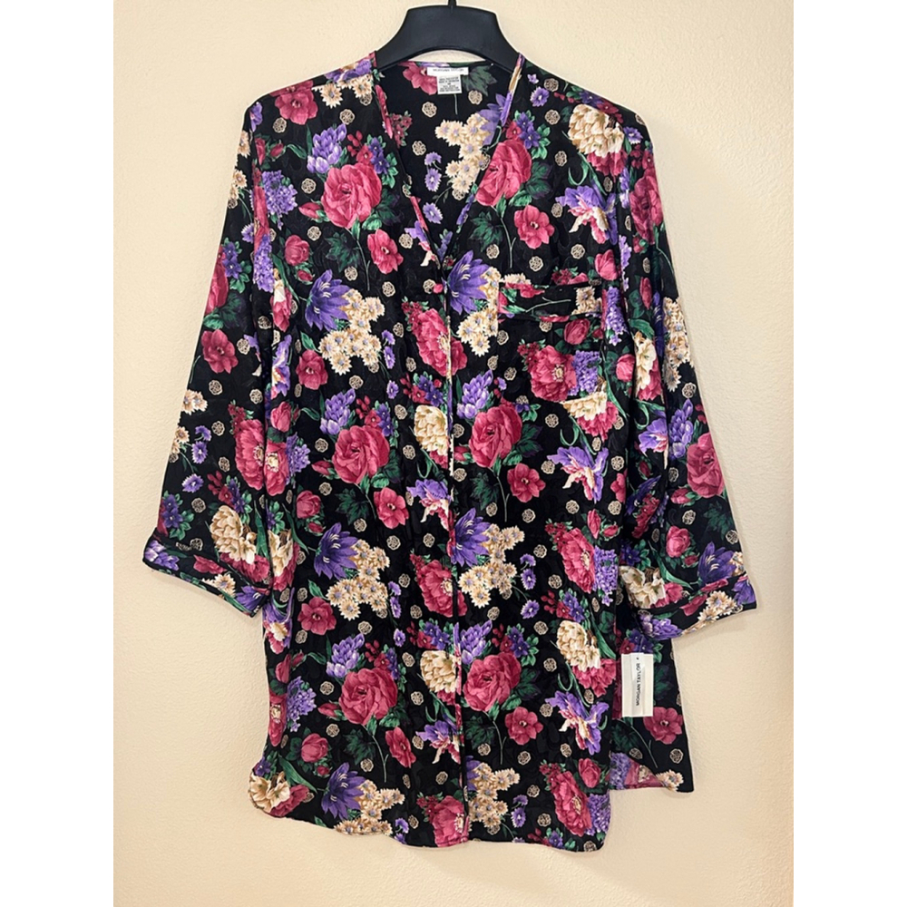 NWT Morgan Taylor Women's Floral Pajama Shirt Size M Button Up